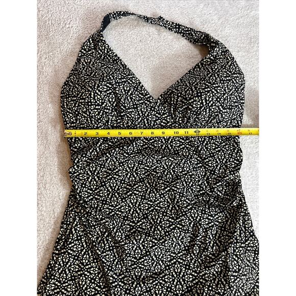 L.L. Bean Swim Dress Halter Adjustable Neck Size Large Swimsuit Black & Cream - Picture 5 of 10